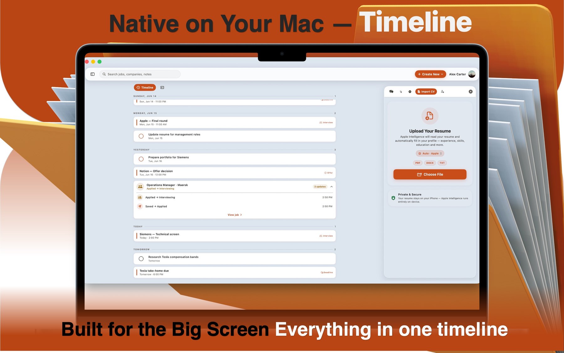 Careertimeline on Mac — native timeline