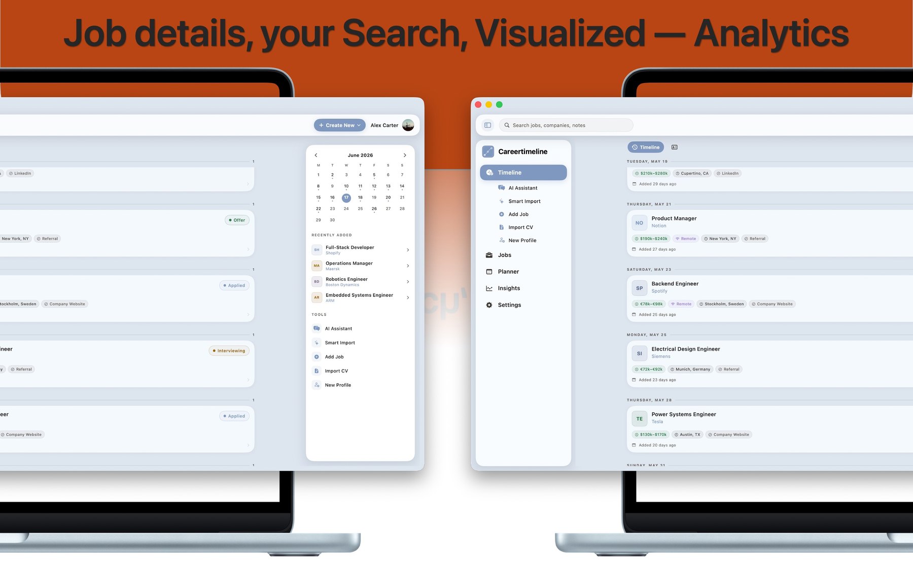 Job search and analytics visualized on Mac